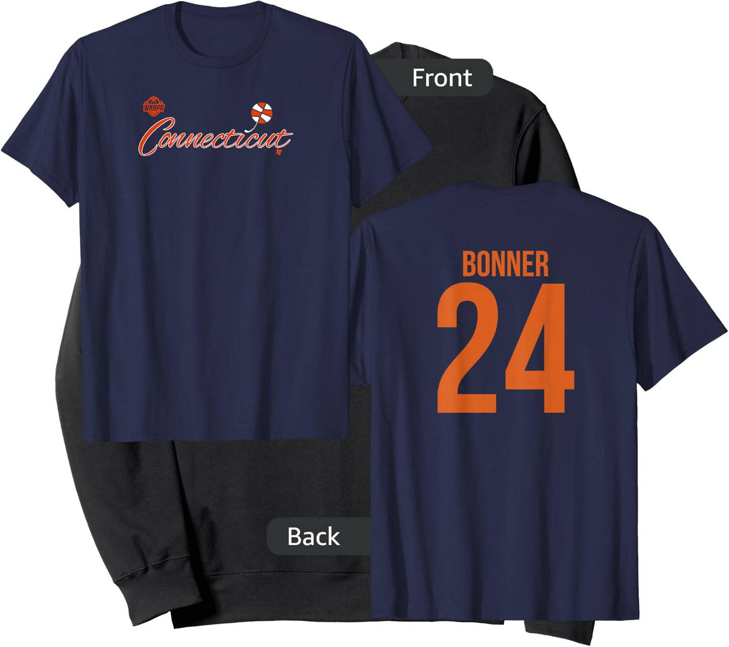 DeWanna Bonner 24 - Number on Back - Connecticut Basketball Sweatshirt - Sweatshirt | Black