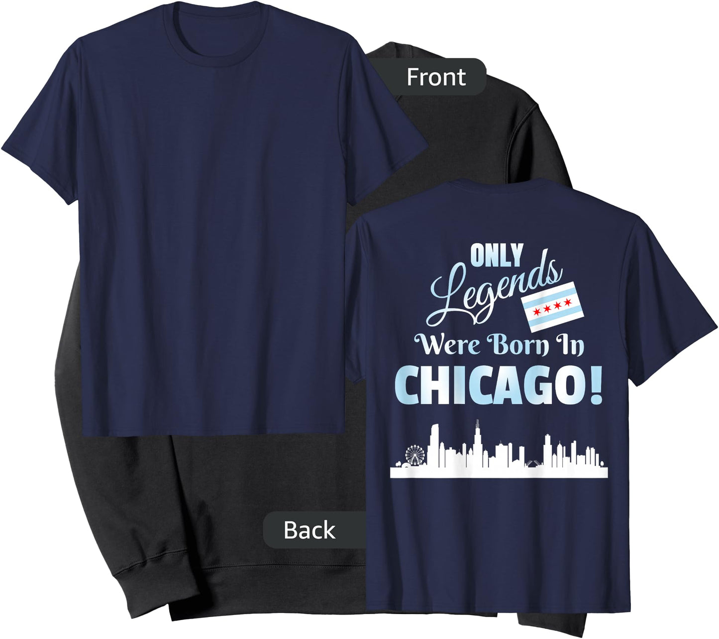 DESIGN ON BACK Only Legends Were Born In Chicago Skyline Sweatshirt - Sweatshirt | Black
