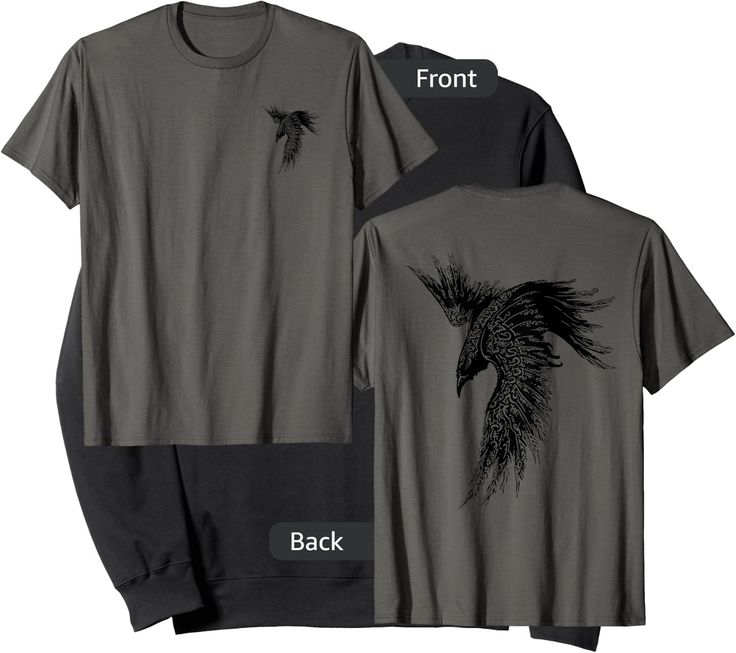 Viking Raven Norse Mythology DESIGN SMALL FRONT BIG ON BACK Sweatshirt - Sweatshirt | Black