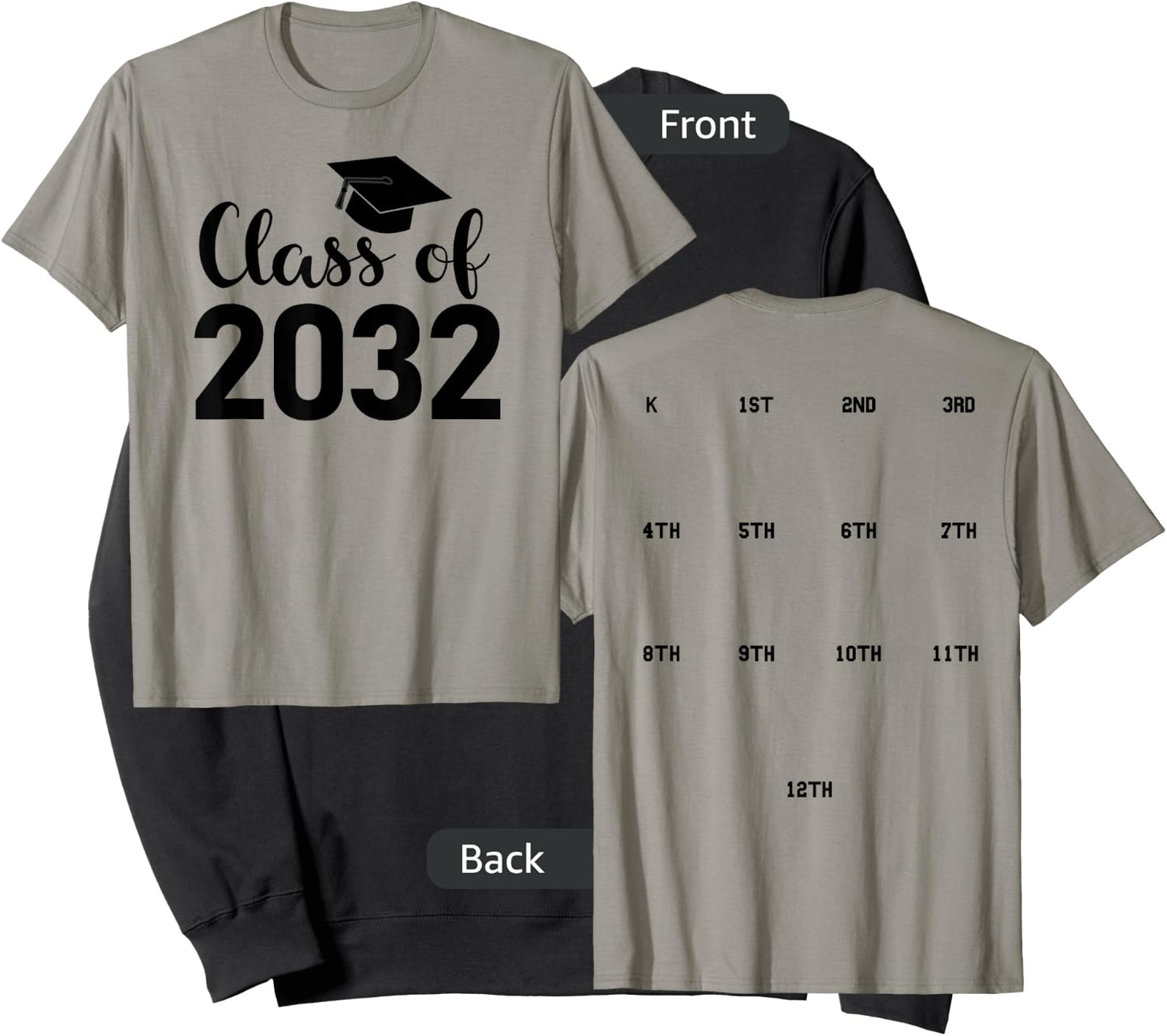 Class of 2032 Grow With Me Shirt - HANDPRINTS go on BACK of Sweatshirt - Sweatshirt | Black