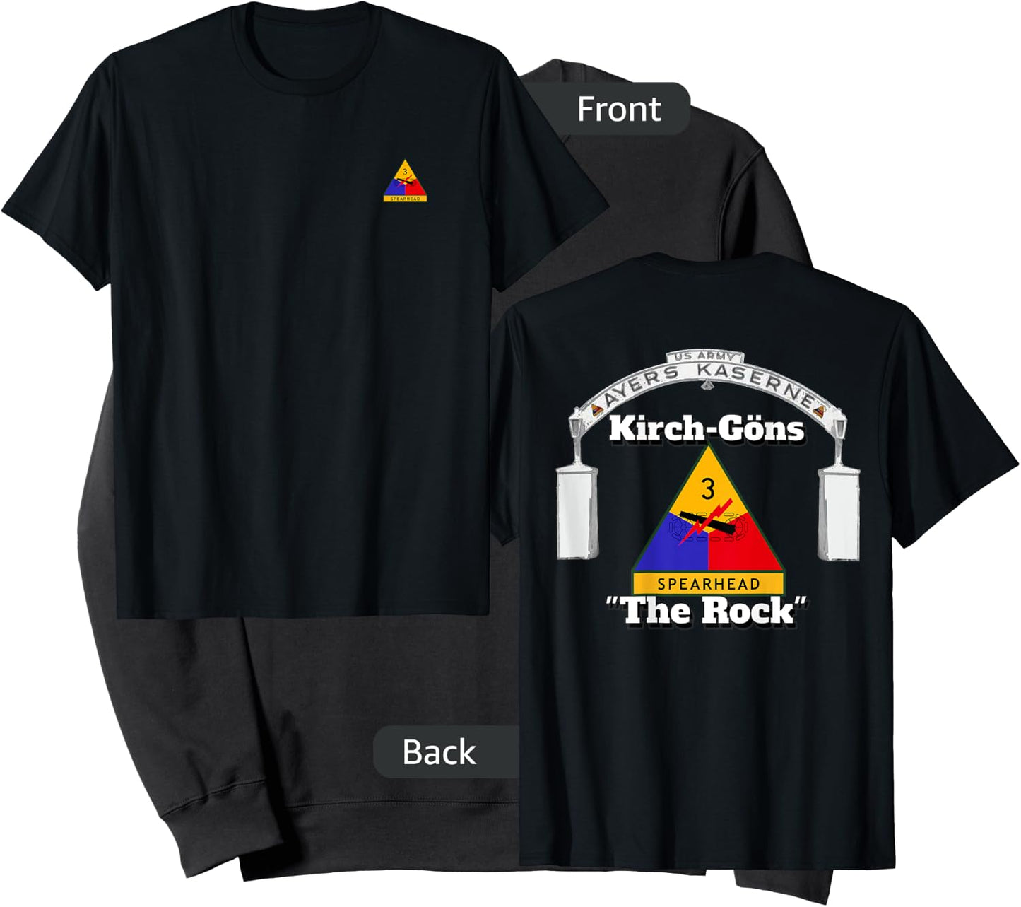 3rd AD on front - Ayers Kaserne-3rd AD print on back Sweatshirt - Sweatshirt | Black