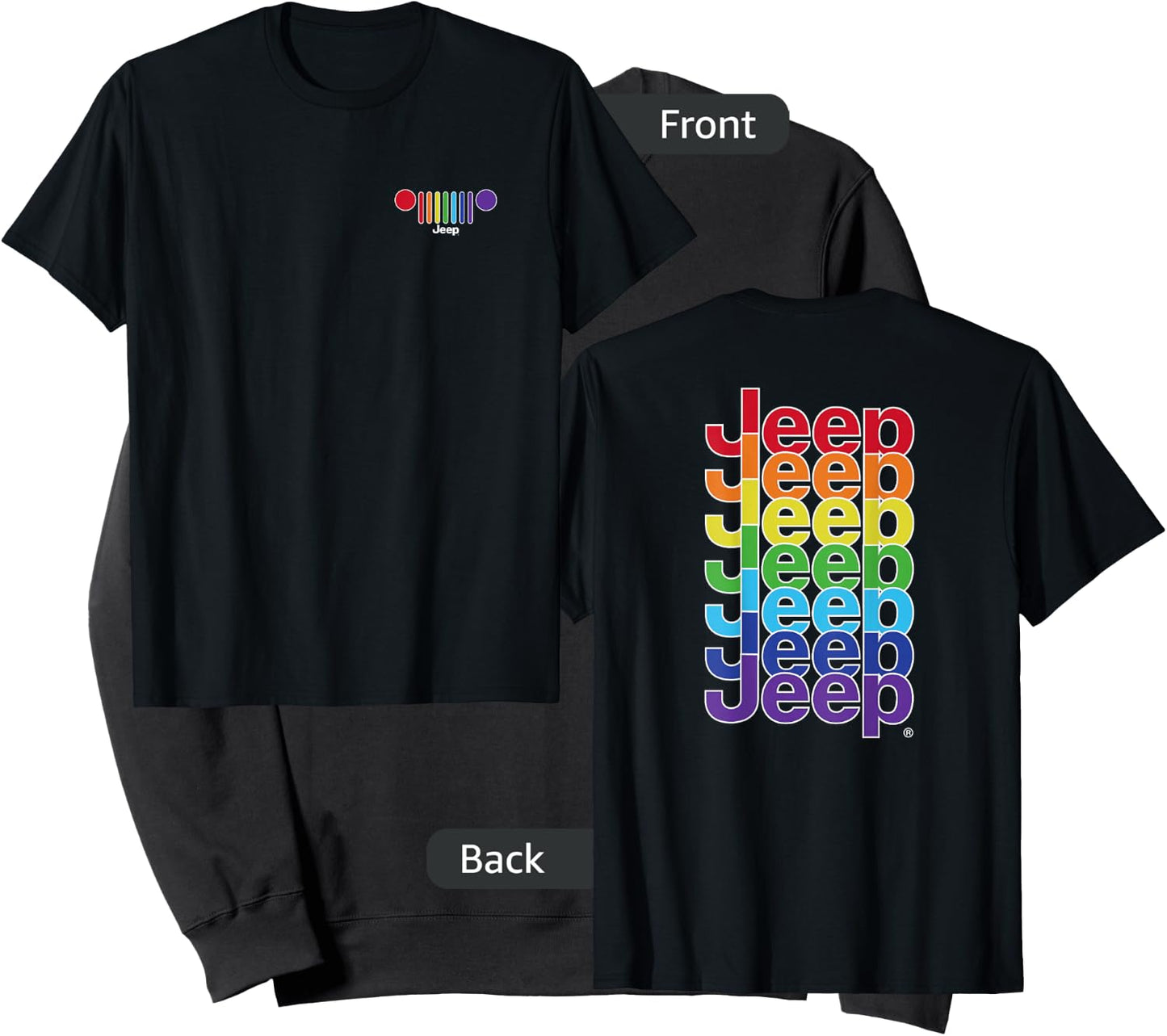 Jeep Grille Pride Flag - White Logo (Two-Sided) Sweatshirt - Sweatshirt | Black