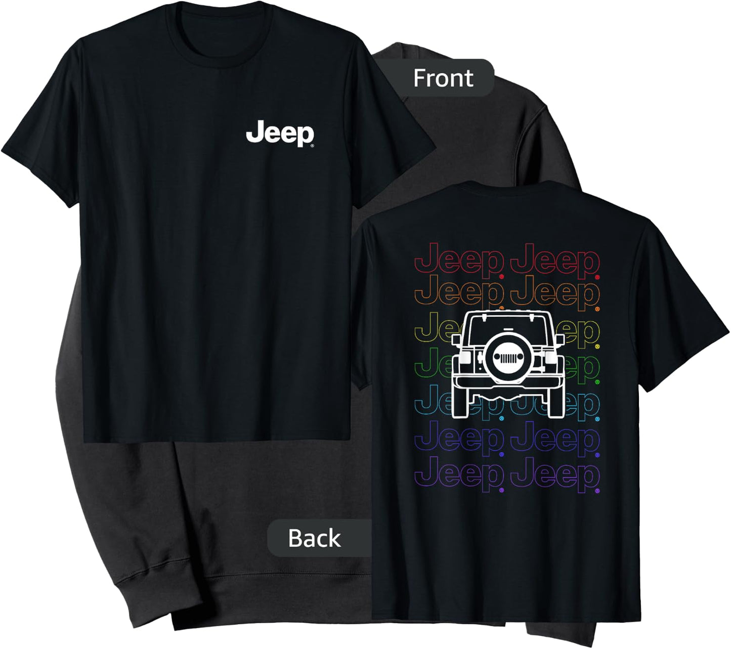 Jeep Pride Repeating Logo - Dark Version (Two-Sided) Sweatshirt - Sweatshirt | Black