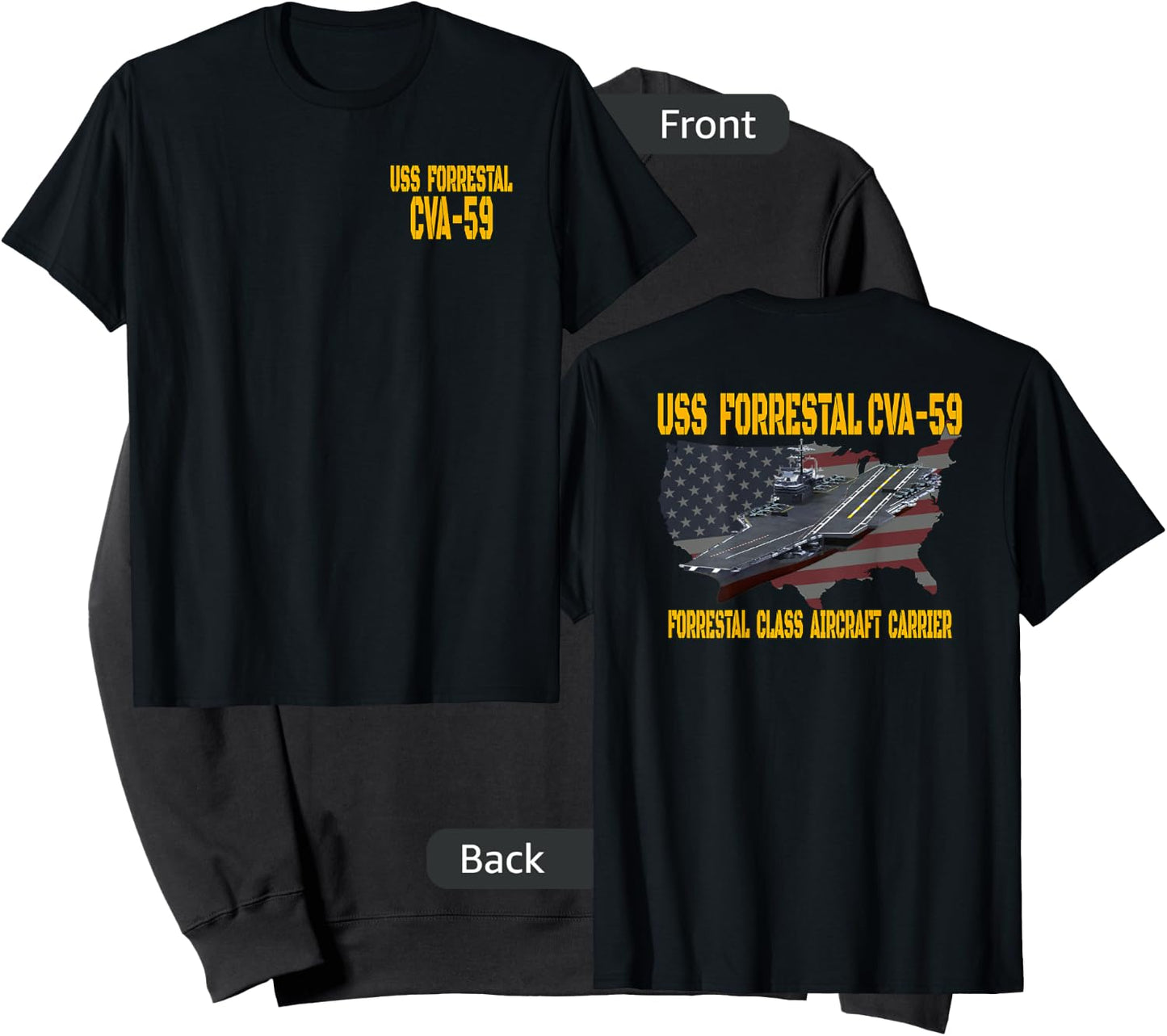 USS Forrestal CVA-59 Aircraft Carrier Veteran Front&Back Sweatshirt - Sweatshirt | Black