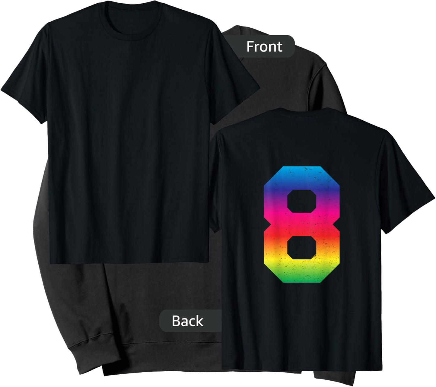 #8 Rainbow Sport Jersey Uniform Number, 8th Birthday Sweatshirt - Sweatshirt | Black