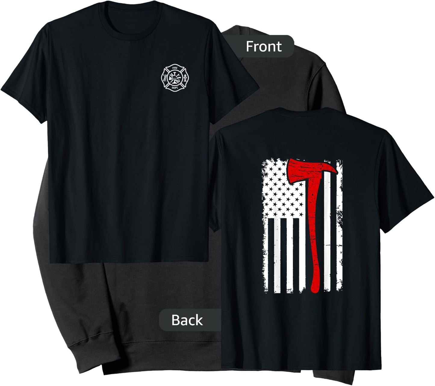 Thin Red Line Firefighter Fire Dept. Axe Design Patriotic Sweatshirt - Sweatshirt | Black