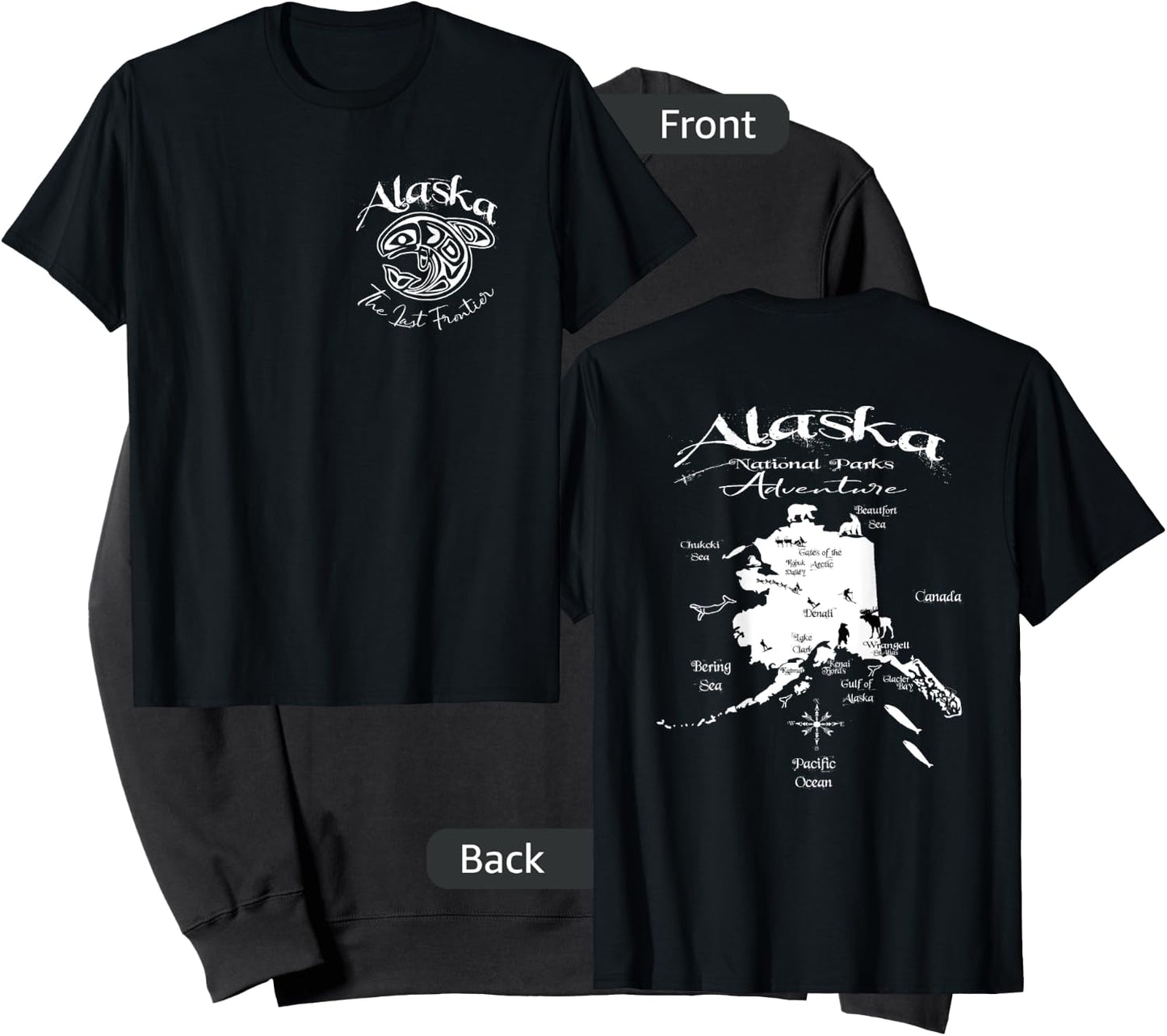 Alaska National Parks Adventure Front & Back Design Sweatshirt - Sweatshirt | Black