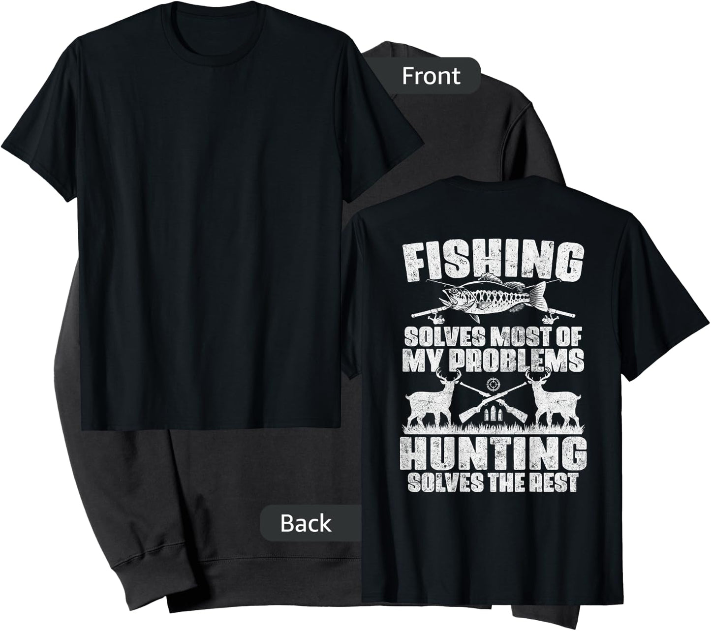 Fishing Solves Most of My Problems Design On Back Sweatshirt - Sweatshirt | Black