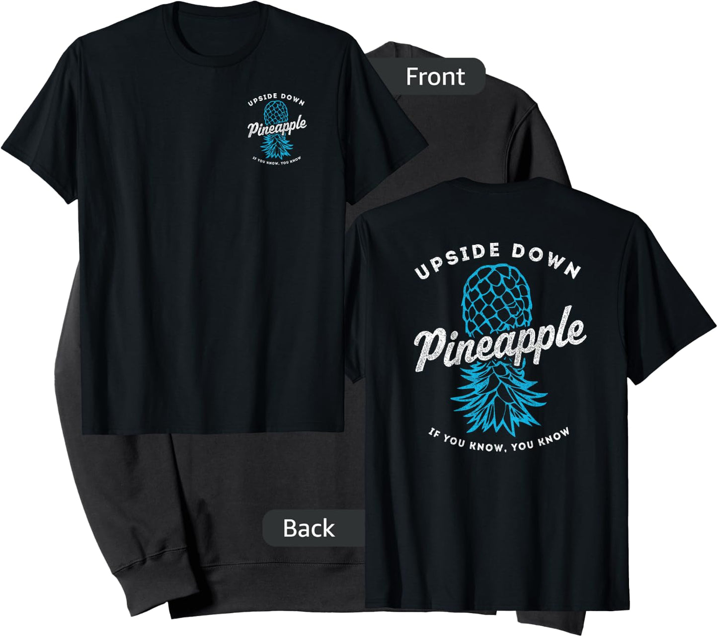 2-Sided Lifestyle Retro Upside Down Pineapple Swinger Sweatshirt - Sweatshirt | Black