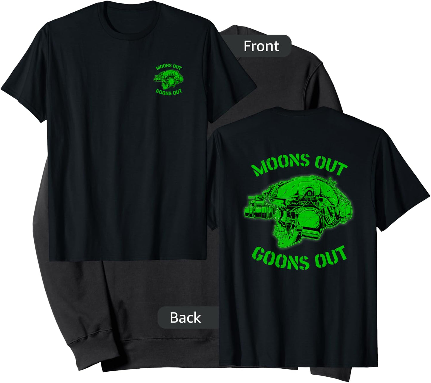"MOON'S OUT GOONS OUT" Skull Helmet NVGs Military Men's Sweatshirt - Sweatshirt | Black