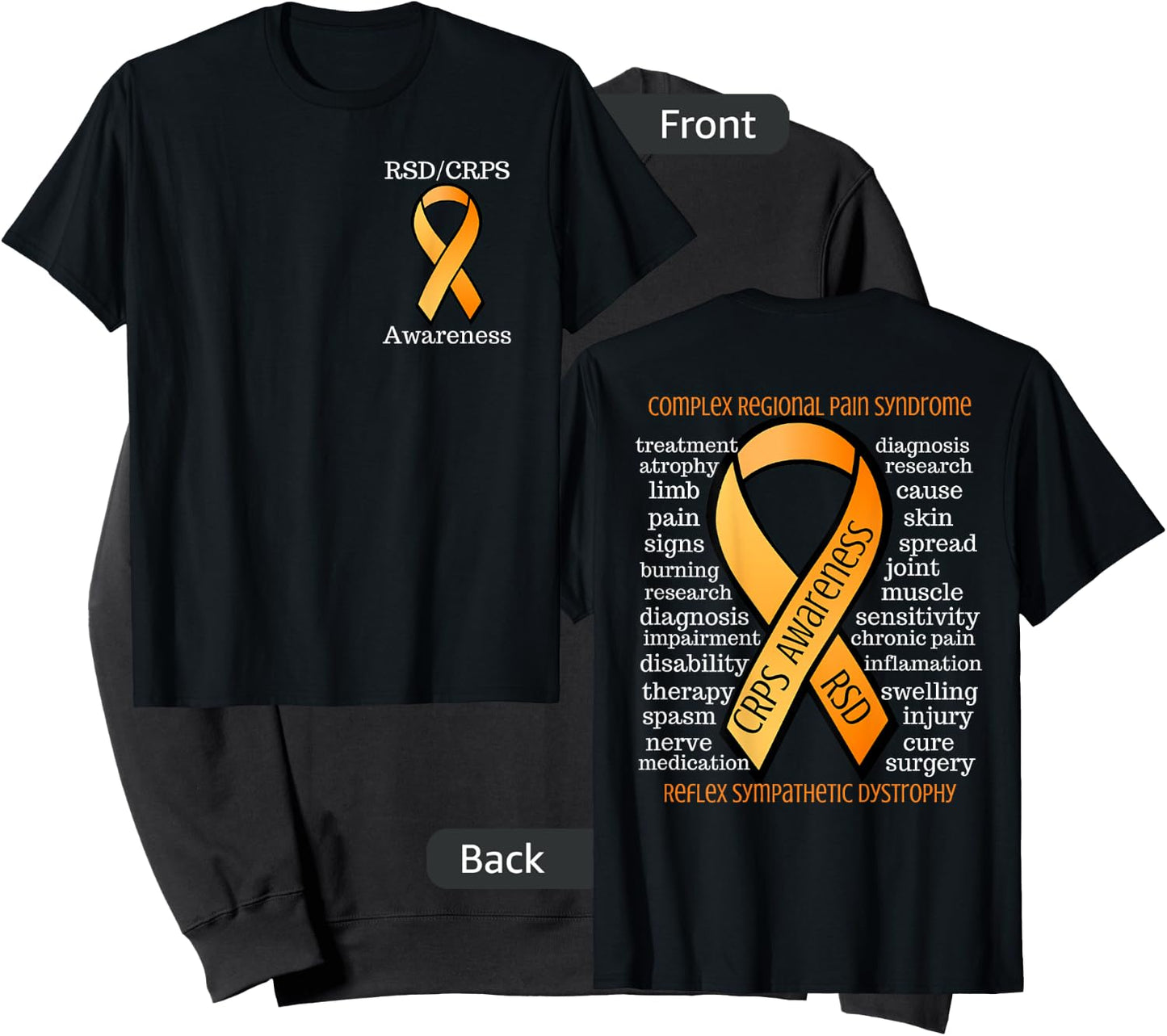 Complex Regional Pain Syndrome CRPS Awareness 2 Sided Sweatshirt - Sweatshirt | Black