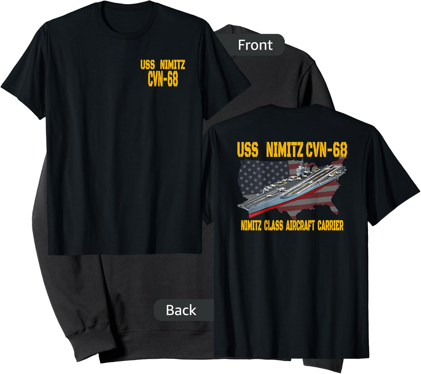 USS Nimitz CVN-68 Aircraft Carrier Veteran Front&Back Sweatshirt - Sweatshirt | Black