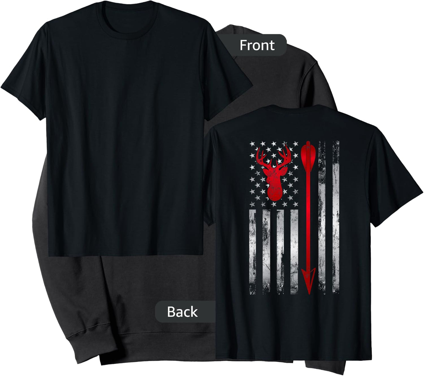 BowHunter Patriotic American USA flag Deer Bow Hunting Sweatshirt - Sweatshirt | Black