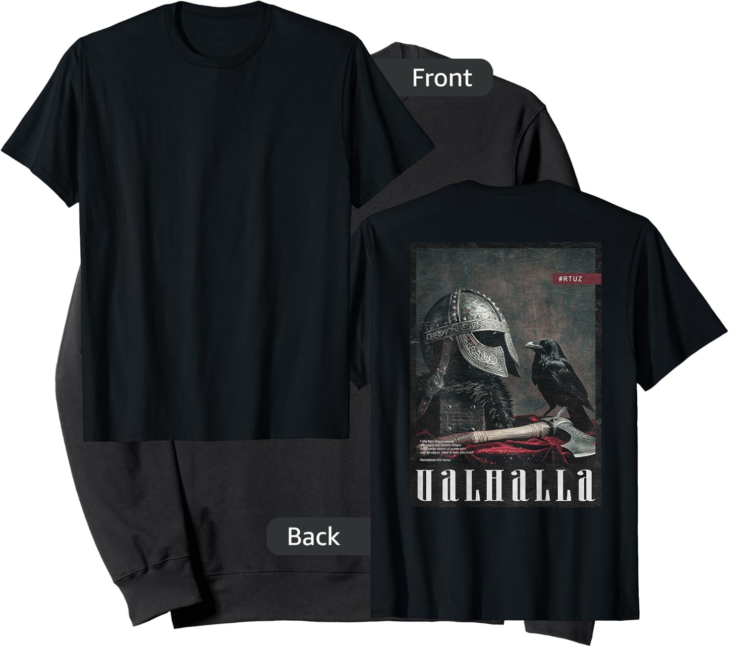 Valhalla Odin Thor Runes Helmet Warrior Backprint Viking Sweatshirt - Sweatshirt | Black