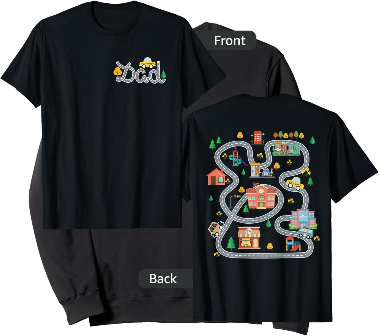 Play Cars On Dad's Back Mat Road Car Race Track (ON BACK) Sweatshirt - Sweatshirt | Black