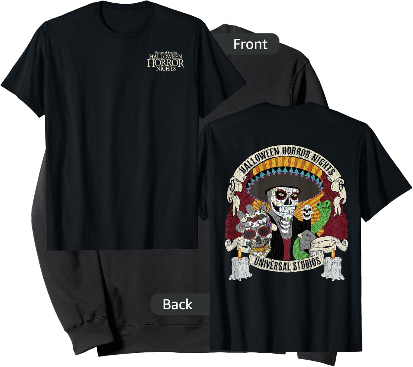 Halloween Horror Nights HHN Dia De Los Muertos Front & Back Sweatshirt - Sweatshirt | Black