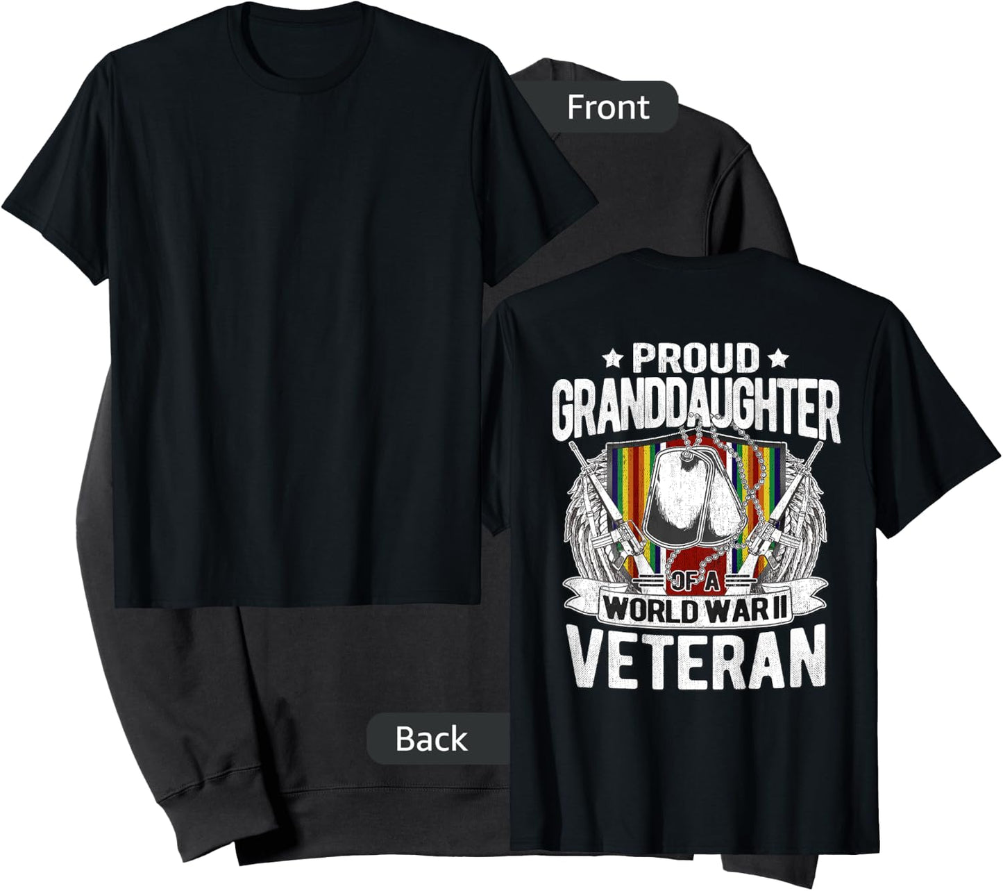 Proud Granddaughter Of World War 2 Veteran WW2 Military Gift Sweatshirt - Sweatshirt | Black