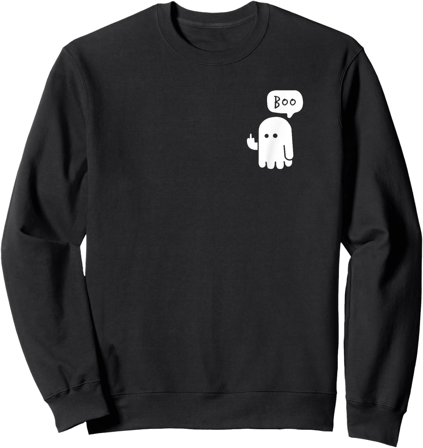 Funny Little Middle Fingers Cute Ghost Boojee Halloween Sweatshirt - Sweatshirt | Black