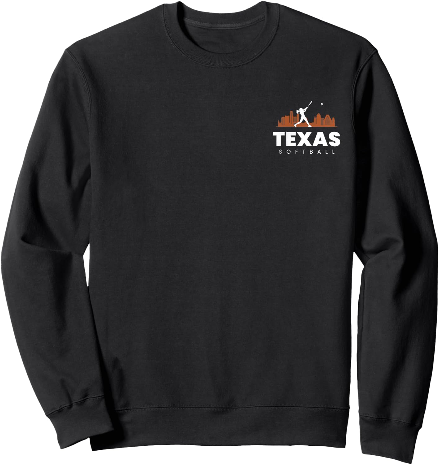 Texas Softball Vintage Minimalist City Retro Softball Lover Sweatshirt - Sweatshirt | Black