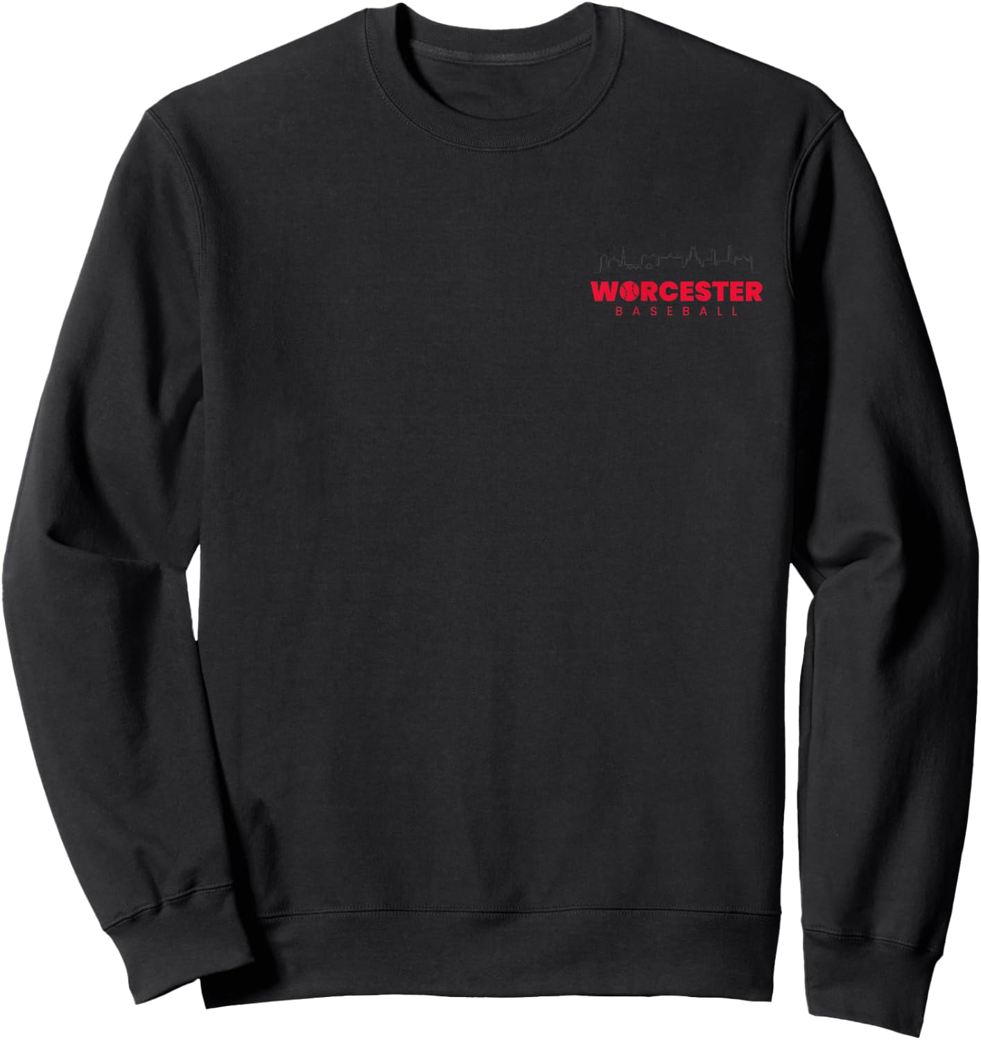 Worcester Baseball Minimalist City Skyline Baseball Lover Sweatshirt - Sweatshirt | Black