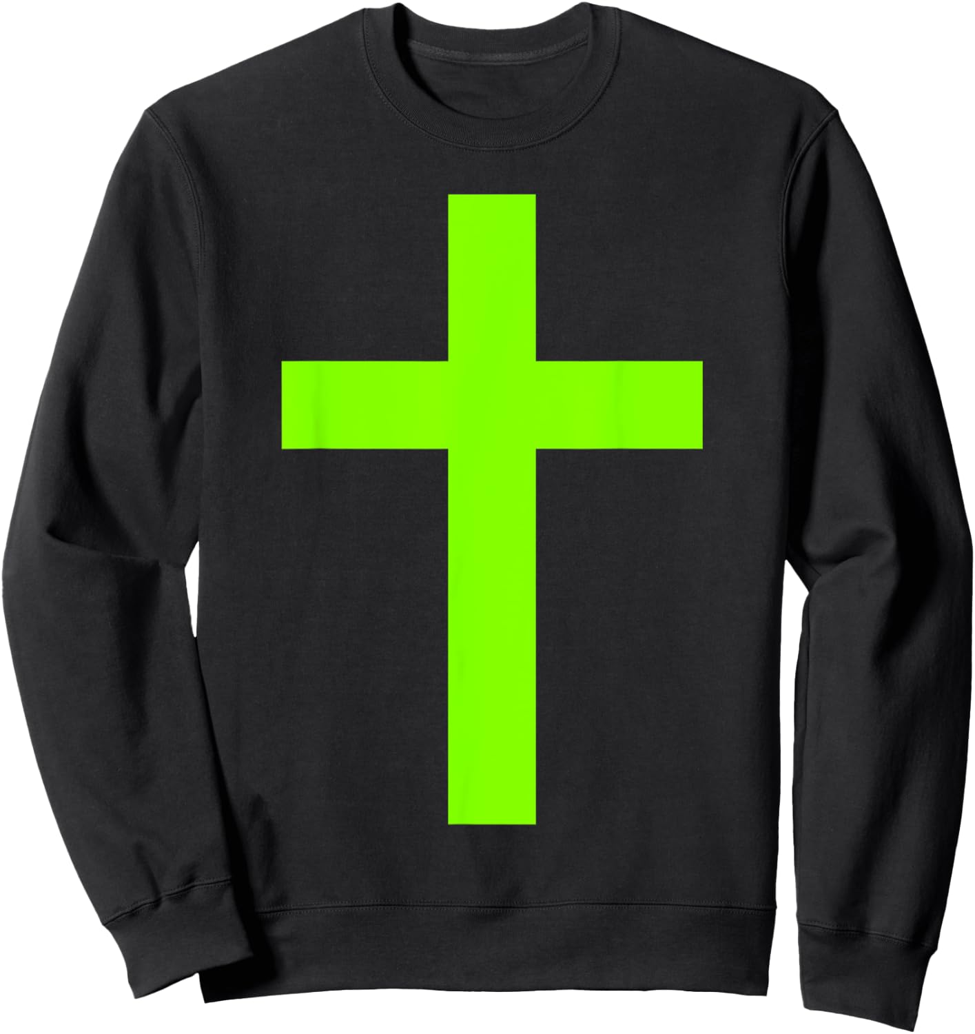 Christian God Jesus Cross Lime Green Sweatshirt - Sweatshirt | Black