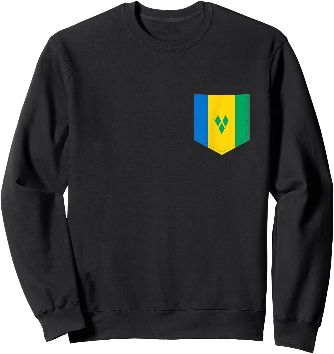 Saint Vincent Flag with Printed Vincentians Flag Pocket Sweatshirt - Sweatshirt | Black