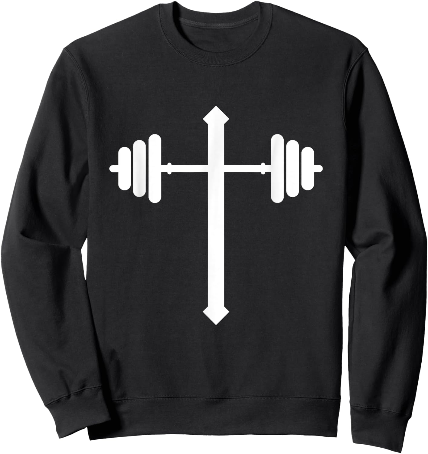 Barbell Dumbbell Cross Christian Jesus Gym Workout Lifting Sweatshirt - Sweatshirt | Black