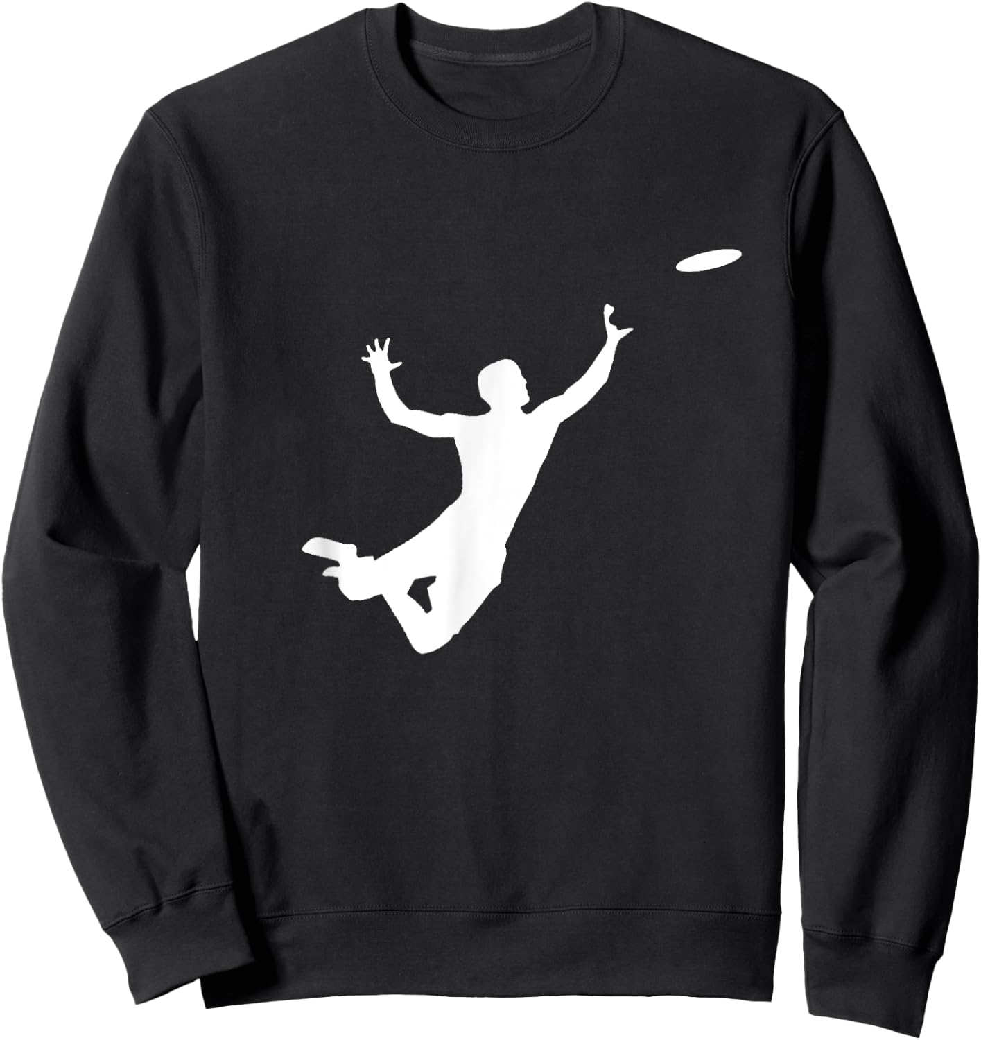 Ultimate Frisbee Silhouette | Frisbee Jumping Catch Sweatshirt - Sweatshirt | Black