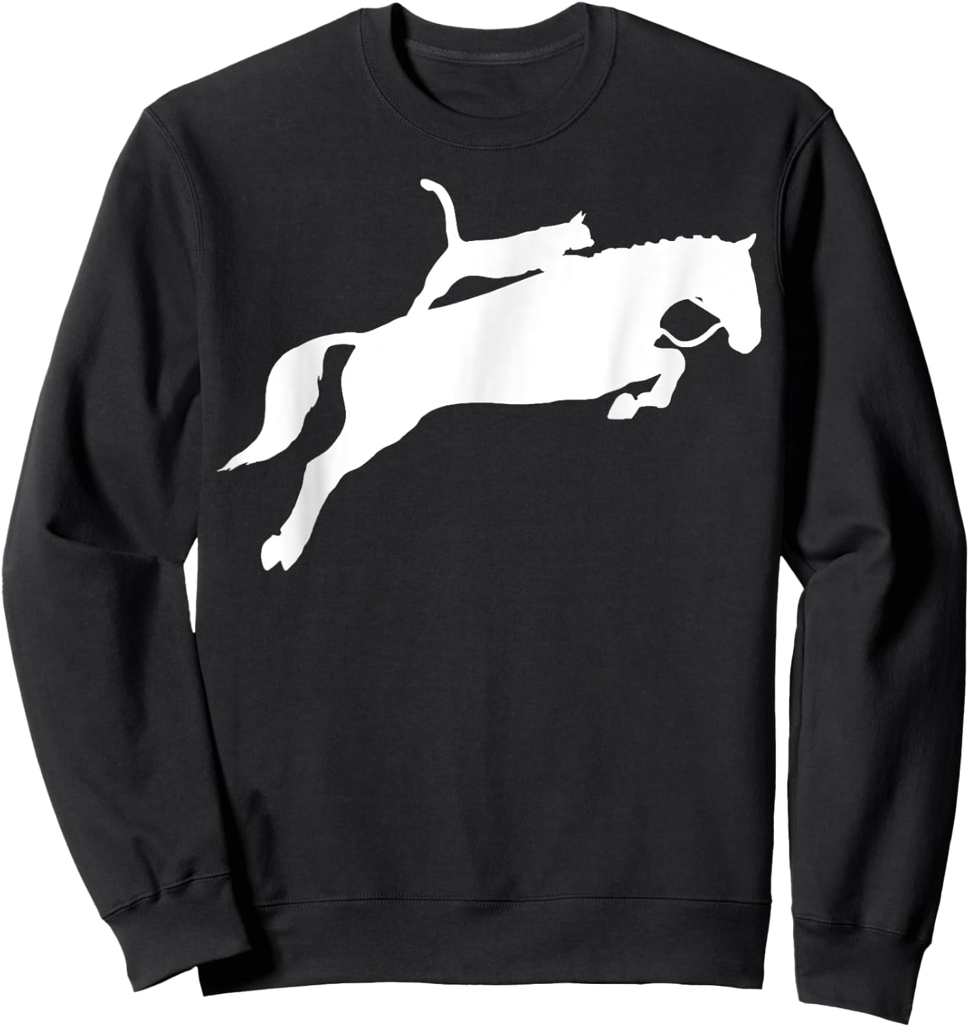 Horseback Riding Cat Funny Cat Horse Gift Men Women Sweatshirt - Sweatshirt | Black