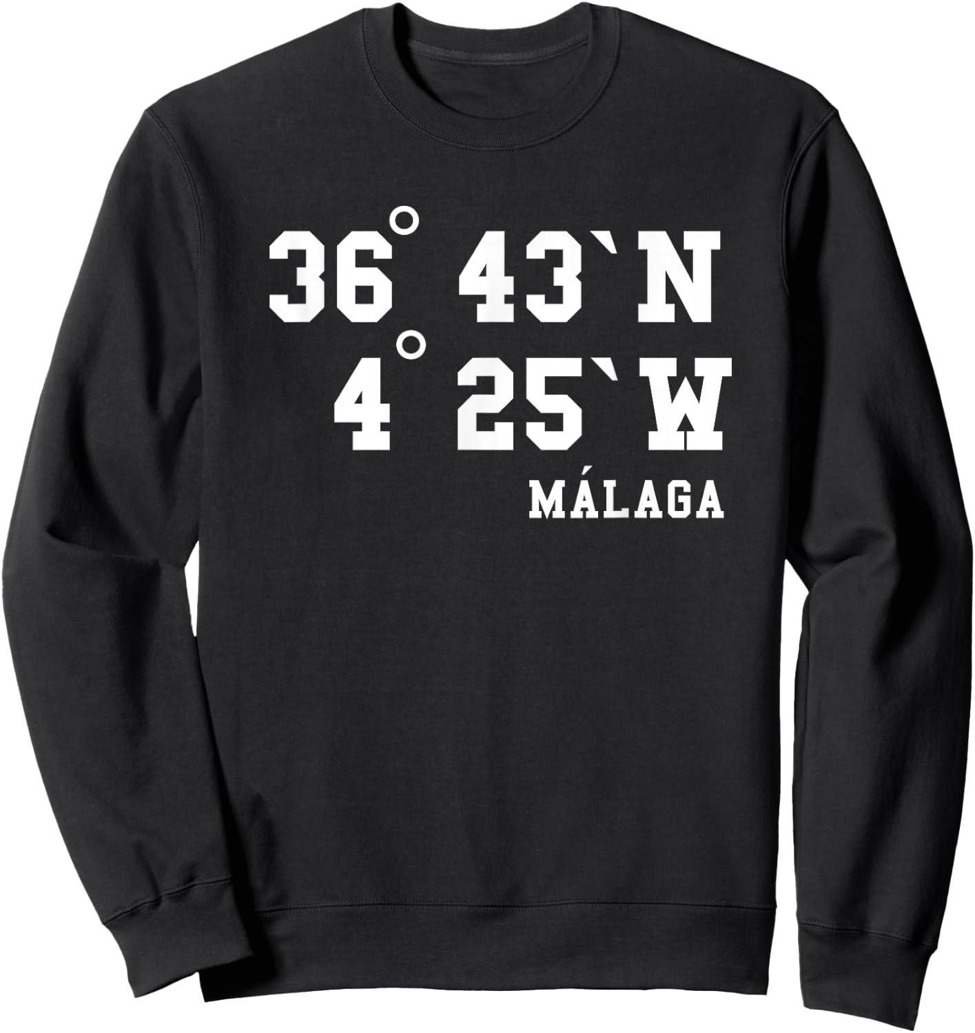Málaga Koordinaten Design Urlaub Spanien Andalusien Malaga Sweatshirt - Sweatshirt | Black