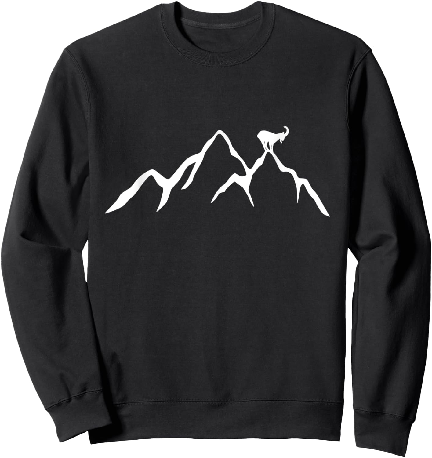 Wander Berg mit Steinbock für Berg Wandern und Natur Sweatshirt - Sweatshirt | Black