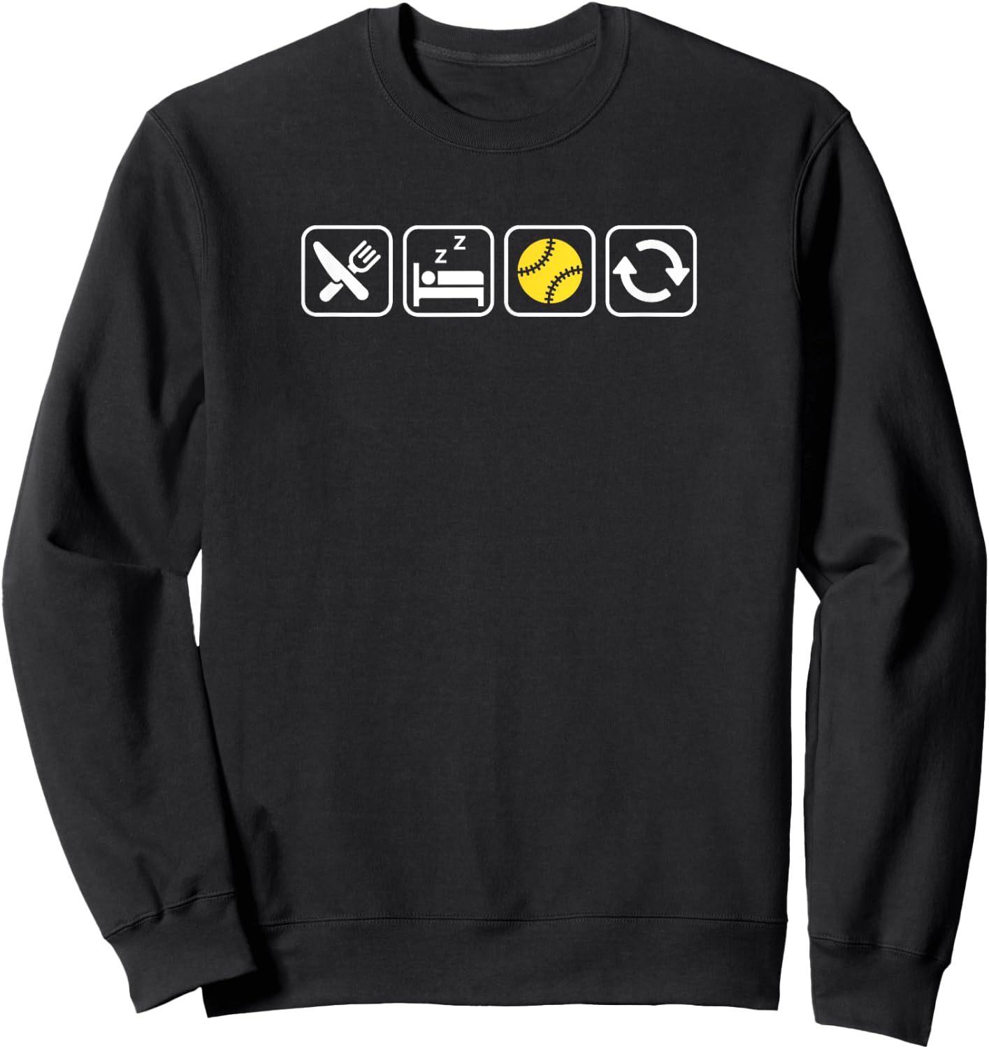 Eat Sleep Baseball Repeat | Funny Apparel Baseball Lovers Sweatshirt - Sweatshirt | Black