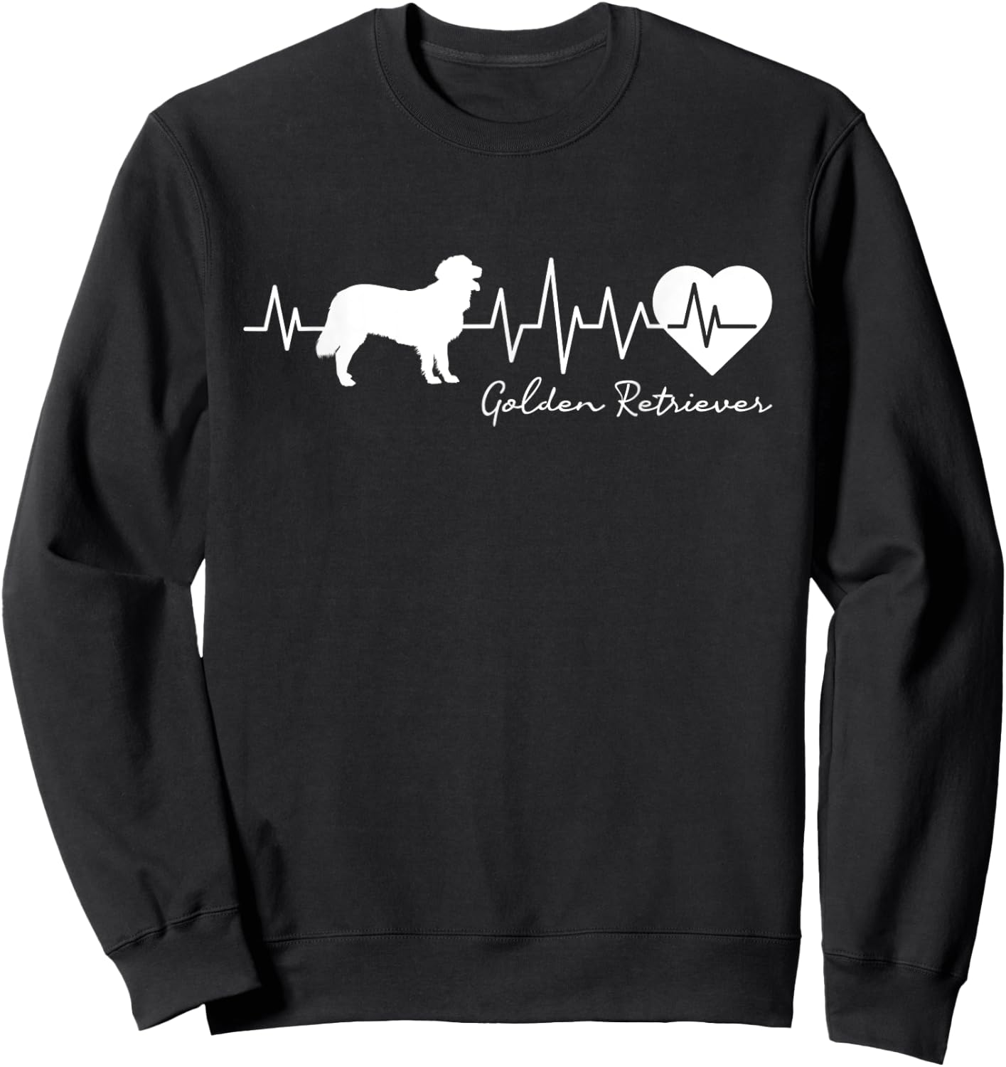 Golden Retriever - ECG Heartbeat Dog Owner Canine Lover Women Kids Sweatshirt - Sweatshirt | Black