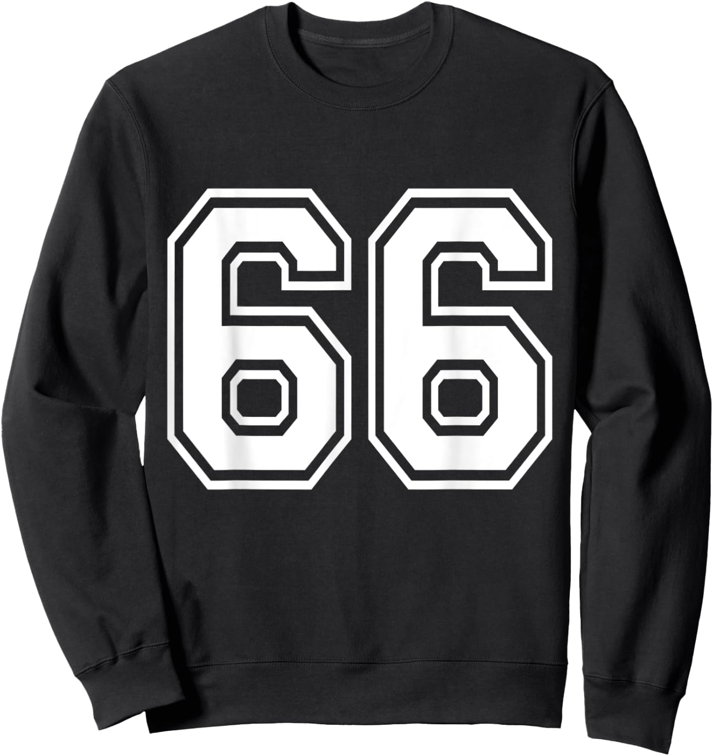 Number 66 Front + Back Varsity Sports Team 66th Birthday Sweatshirt - Sweatshirt | Black