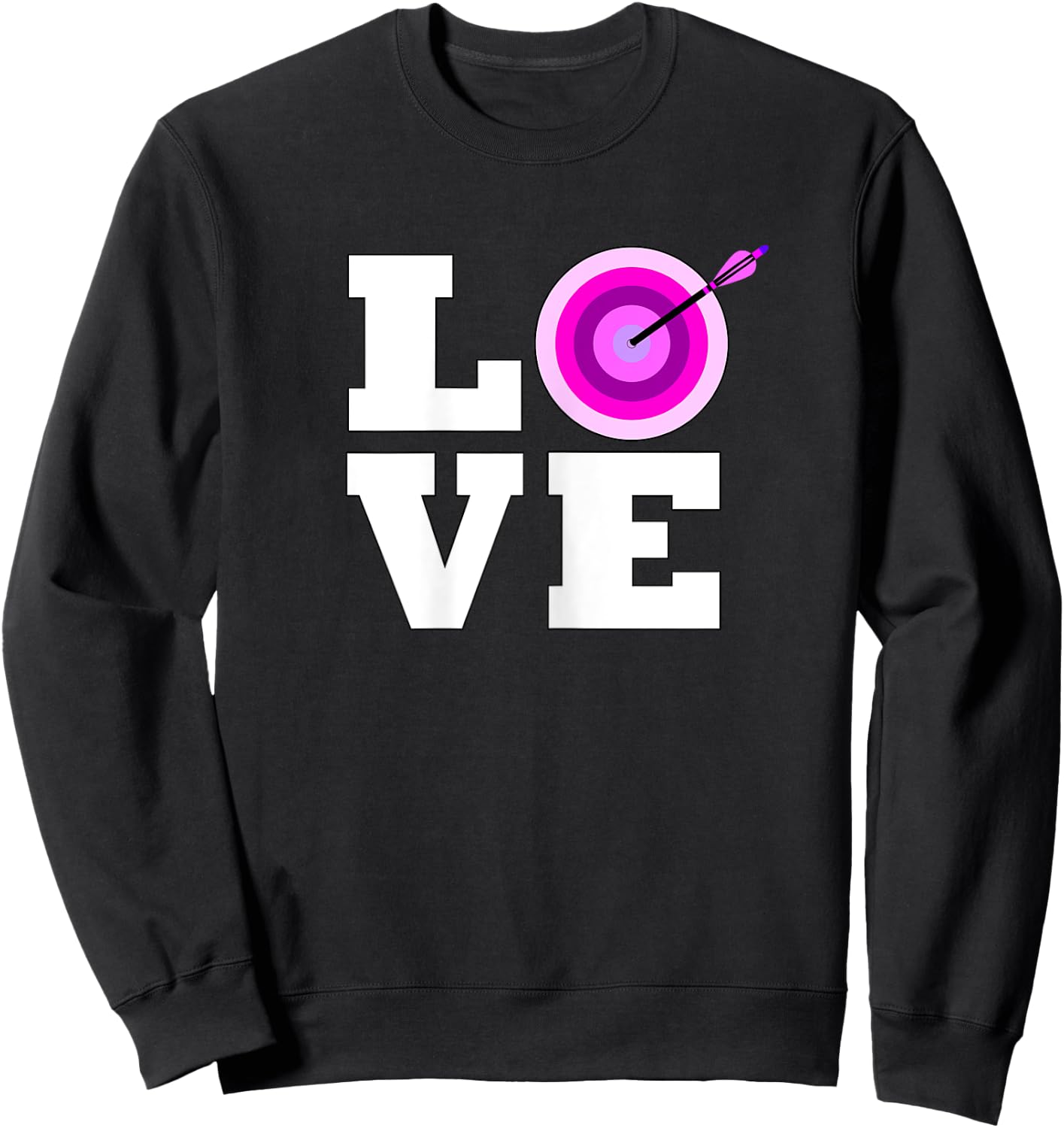 Girls Pink Archery LOVE Bow and Arrow Target Bullseye Sweatshirt - Sweatshirt | Black