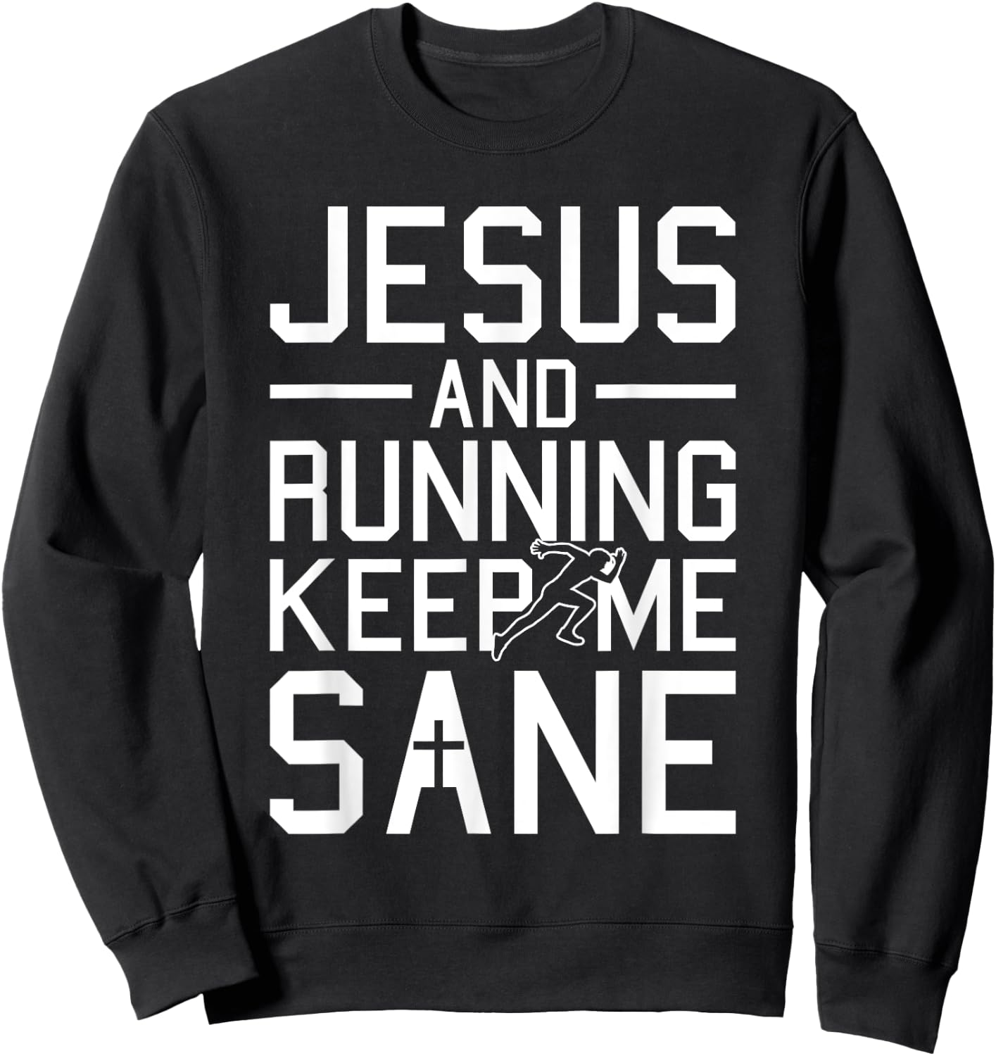 Jesus And Running Christmas Religious Faith Christian Runner Sweatshirt - Sweatshirt | Black