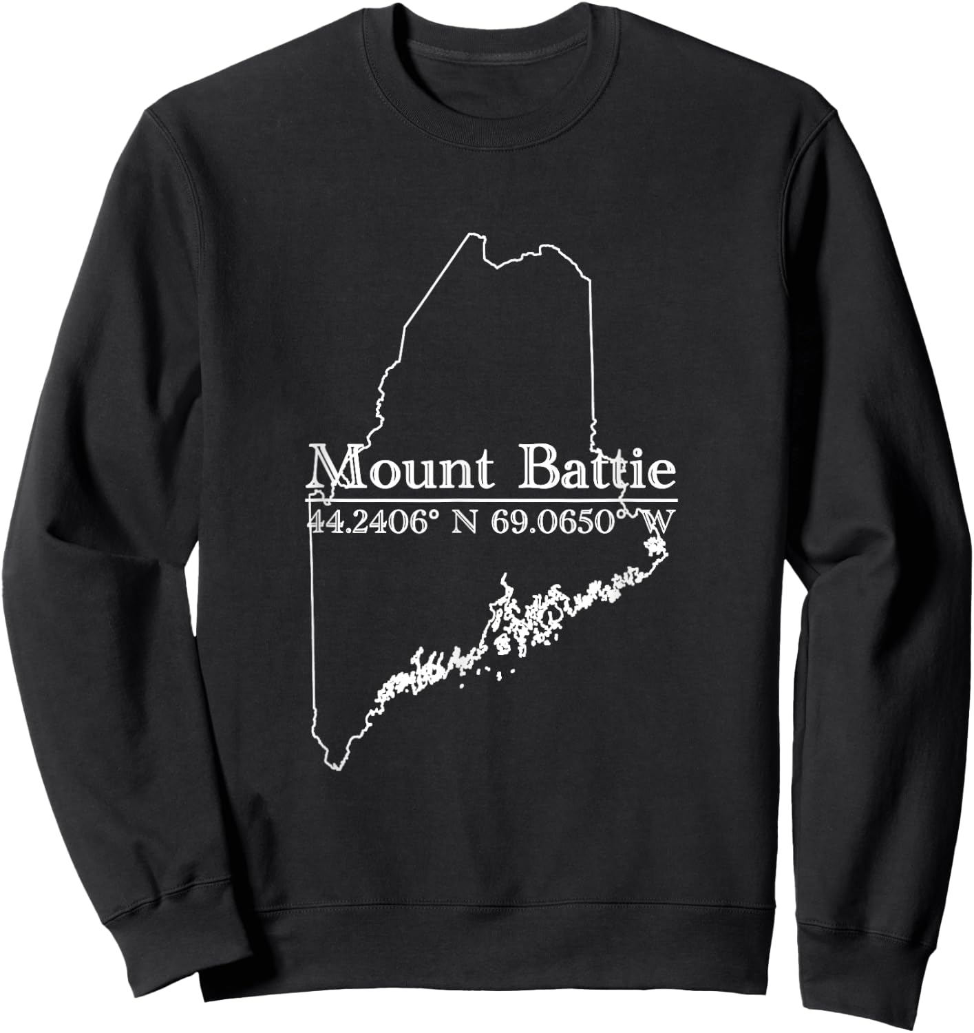 Mount Battie Camden Maine Coordinates Sweatshirt - Sweatshirt | Black