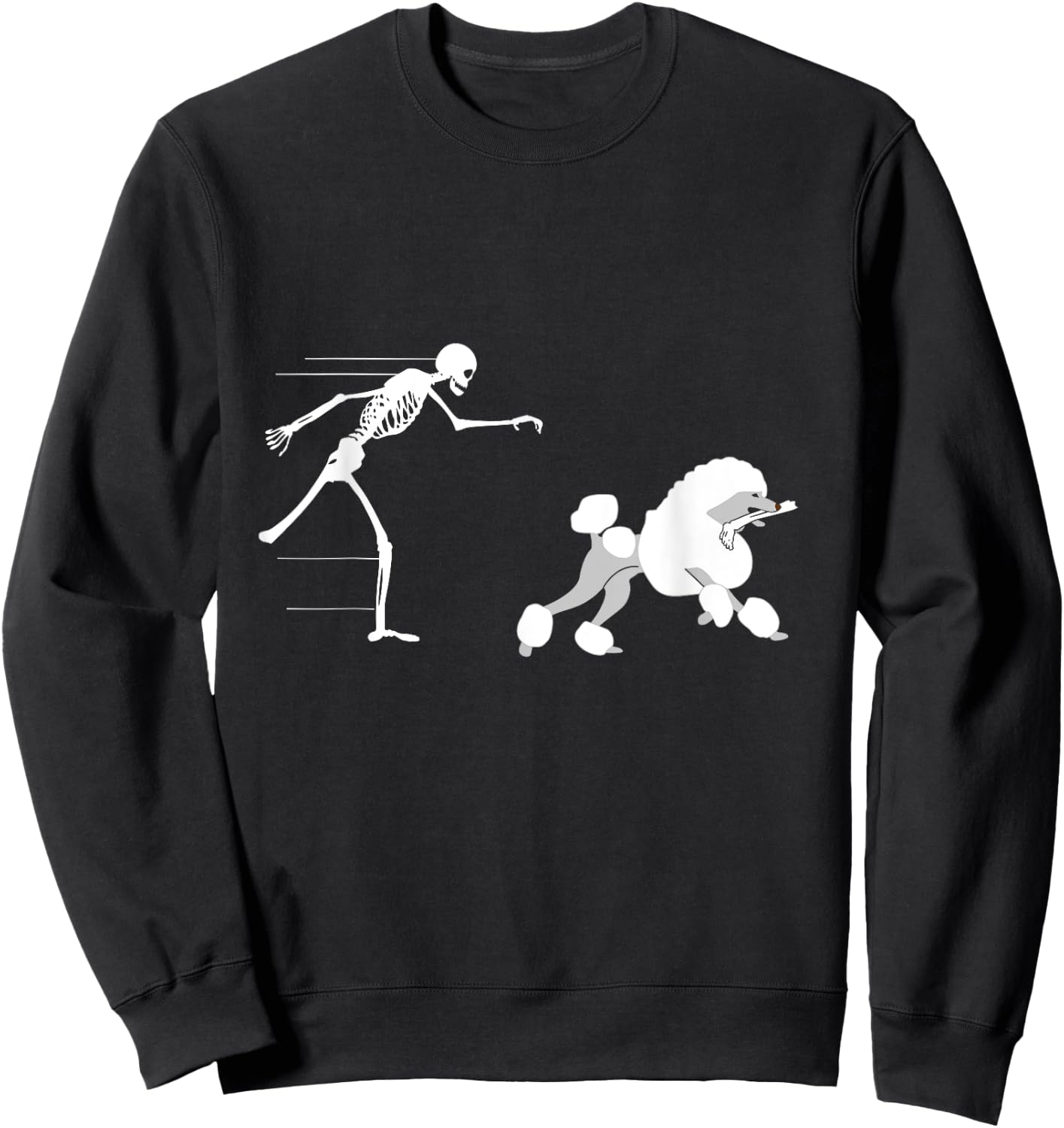 Funny Halloween Skeleton Leg Poodle Sweatshirt - Sweatshirt | Black