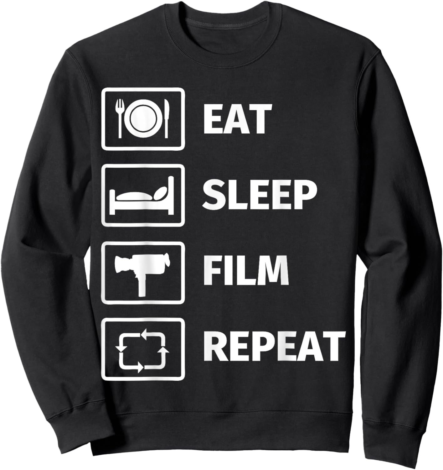 Eat Sleep Film Repeat Sweatshirt - Sweatshirt | Black