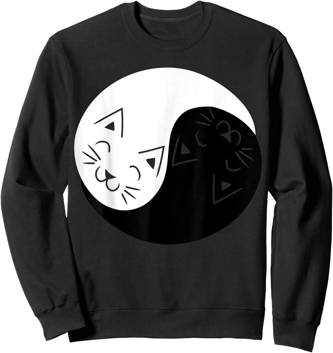 Yin and Yang Cats Shirt | Funny Cat Animal Women Kids Sweatshirt - Sweatshirt | Black