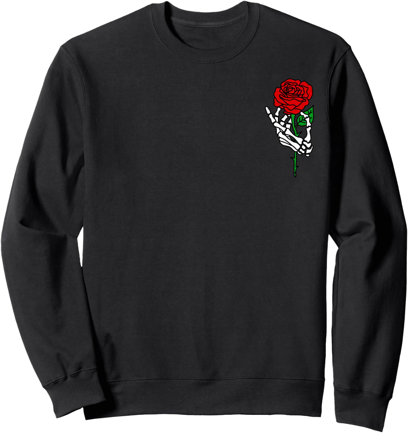 Skeleton Hand Holding Rose Shirt, Tattoo Shirt Sweatshirt - Sweatshirt | Black