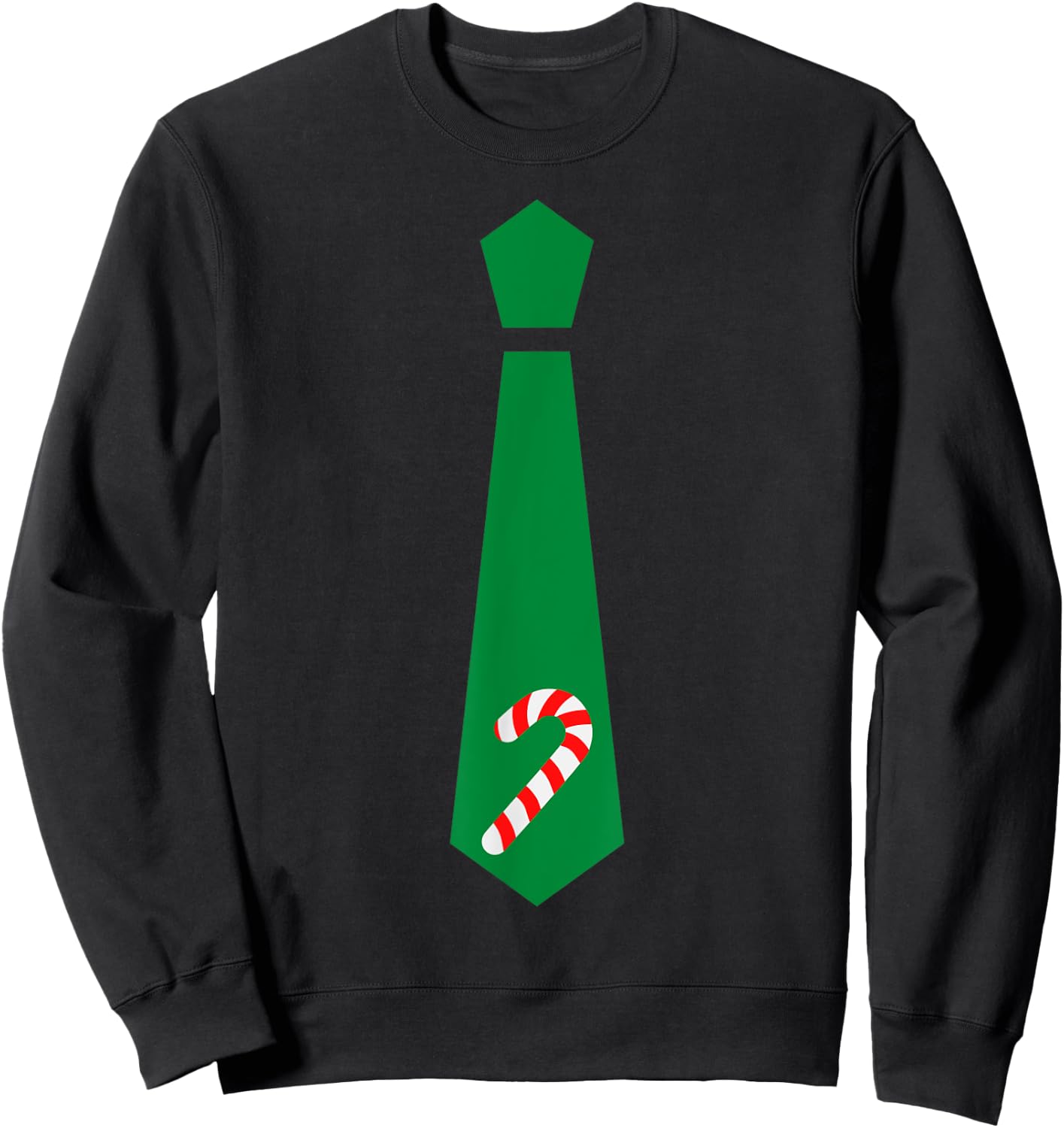 Funny Christmas Tie Candy Cane Graphic Minimalist Sweatshirt - Sweatshirt | Black