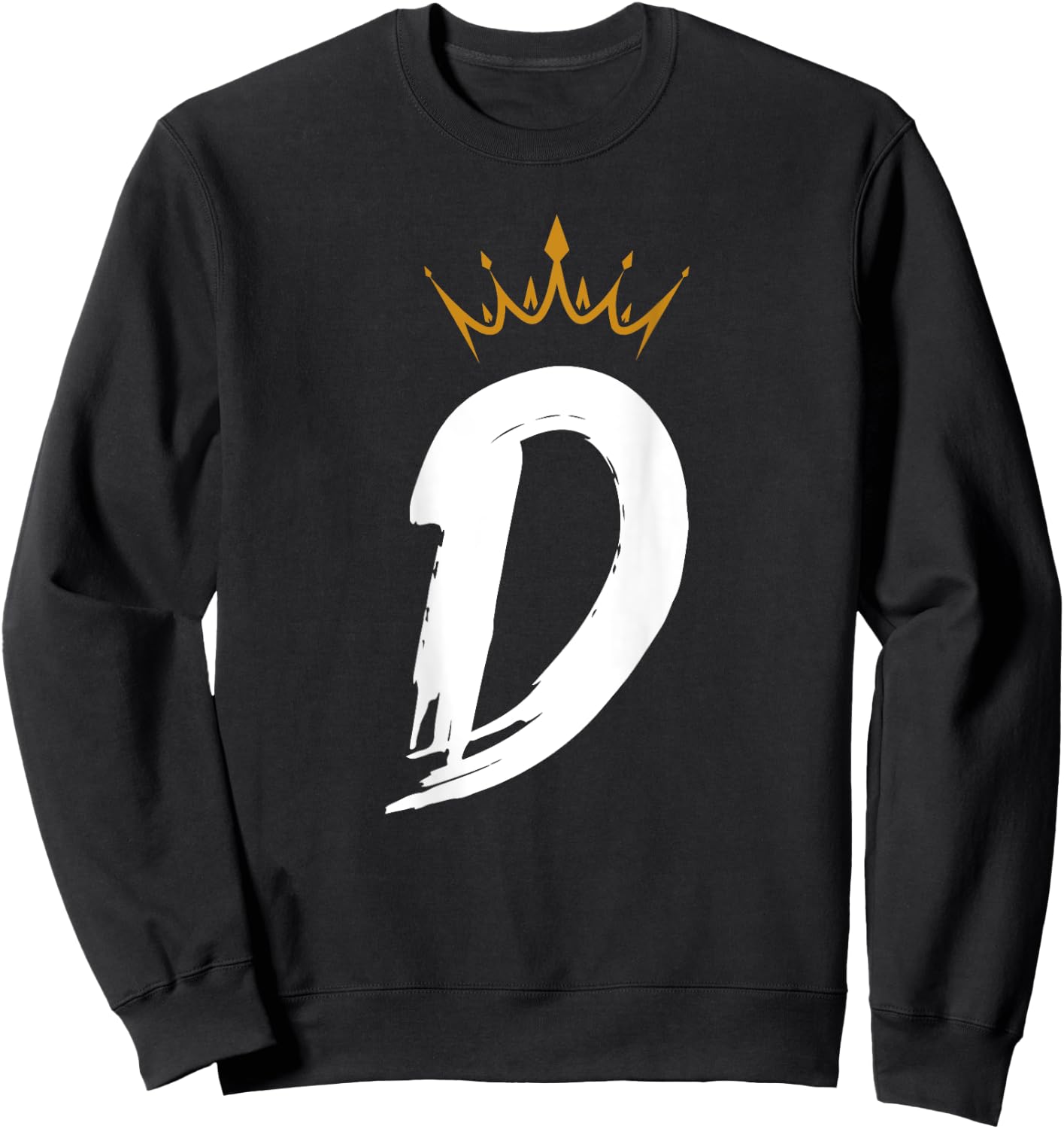 Queen King Letter D - BACKSIDE Letter With Crown Alphabet Sweatshirt - Sweatshirt | Black