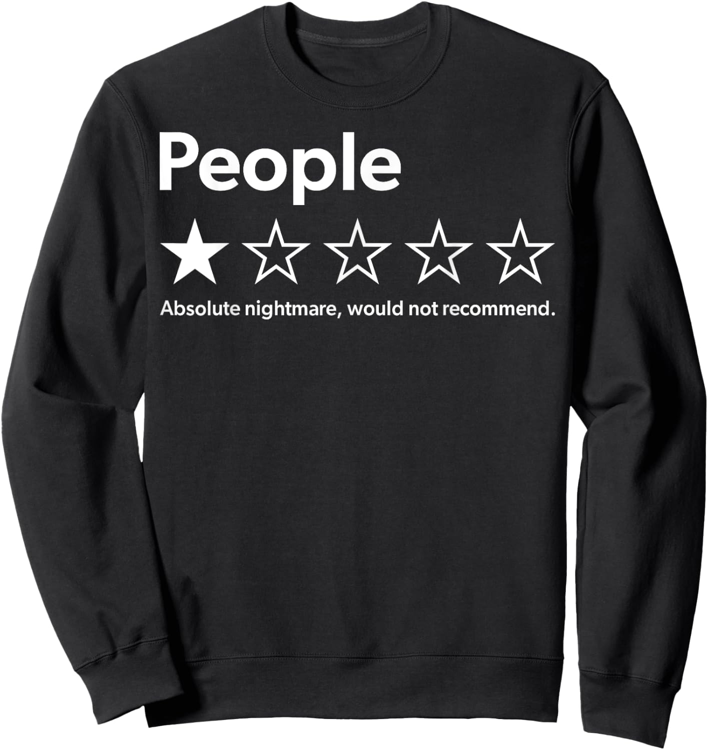 Funny People Rating Shirt - Adults - Black - Small - Short Sleeve - - Retro - Polyester - - Letter Print - Lightweight, Classic fit, Zipper closure Sweatshirt - Sweatshirt | Black