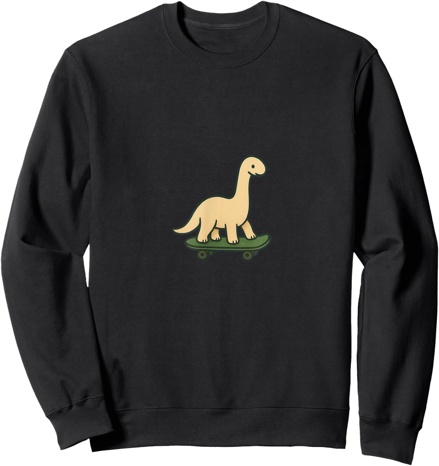 Dino On Skateboard - Funny Children's Illustration Sweatshirt - Sweatshirt | Black