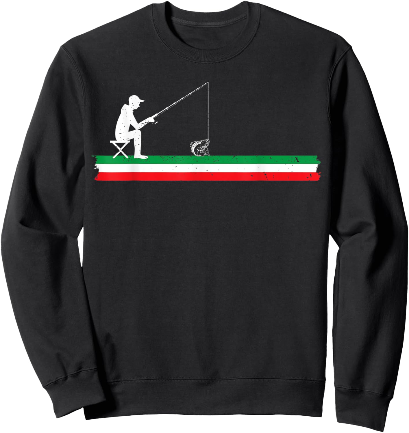 Proud Italian Fisherman Italy Flag Italian Walleye Fishing Sweatshirt - Sweatshirt | Black