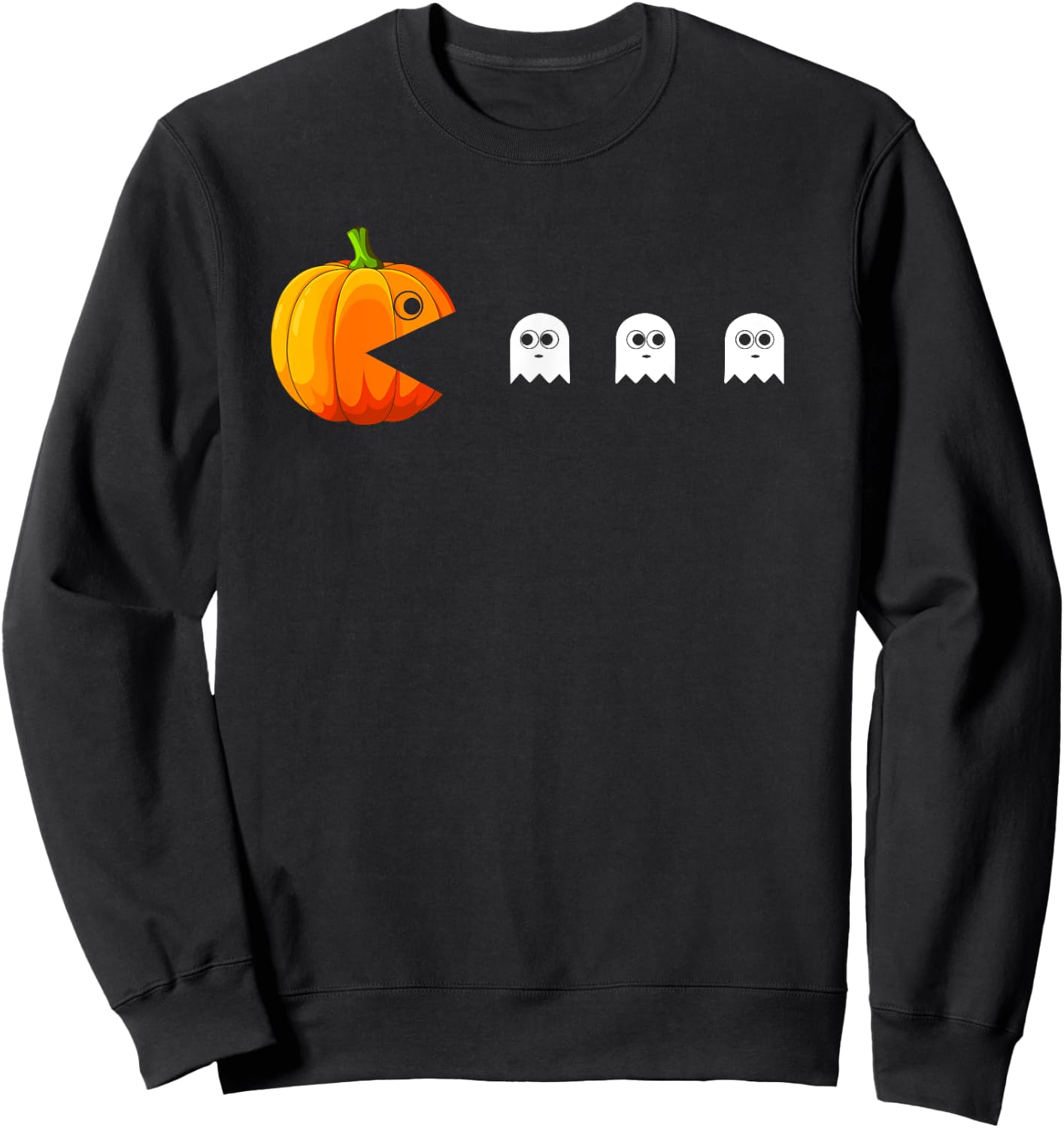 Funny Pumpkin Eating Ghosts Halloween For Boys Girls Kids Sweatshirt - Sweatshirt | Black
