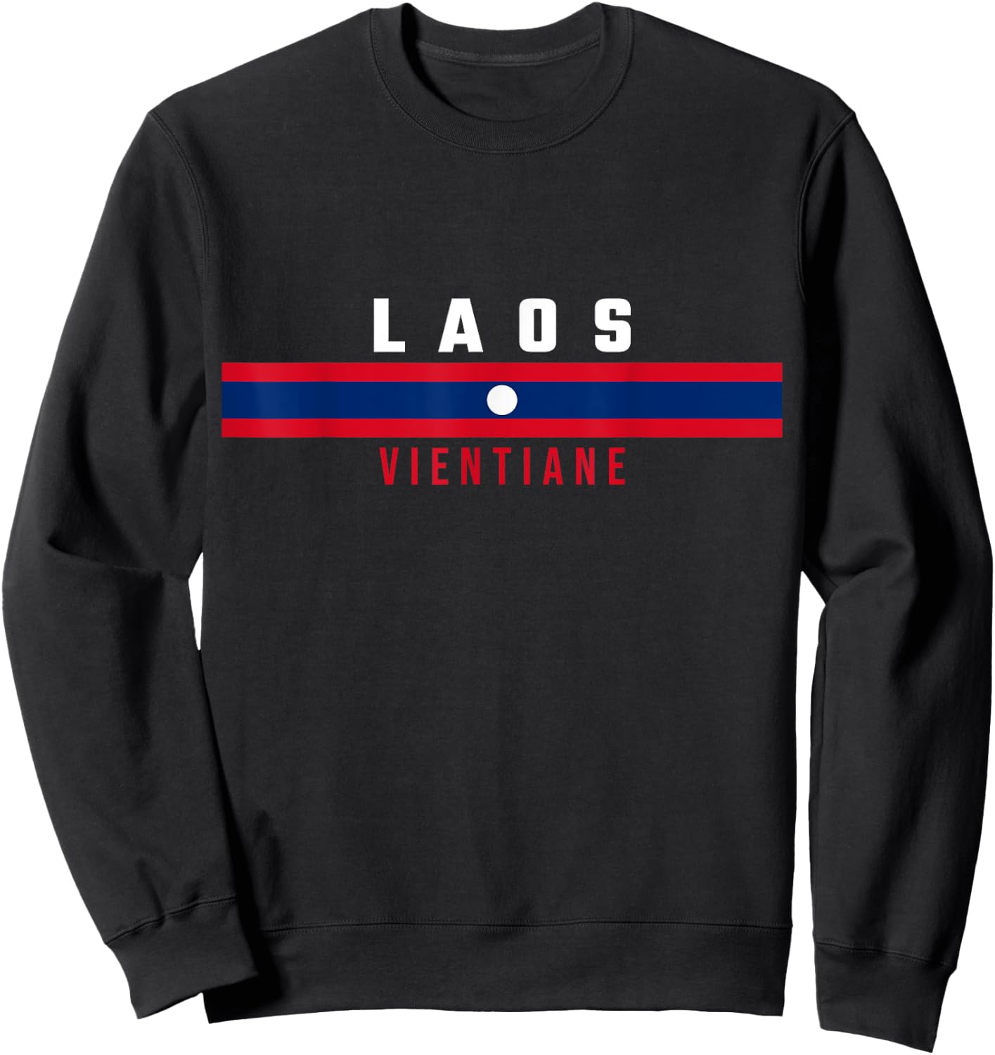 Lao flag with text LAOS-VIENTIANE in capital letters Sweatshirt - Sweatshirt | Black
