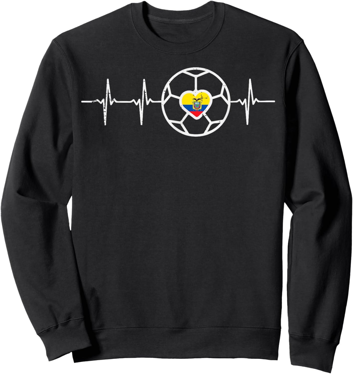 Heartbeat Ecuador Flag Soccer Football Fan Men Women Kids Sweatshirt - Sweatshirt | Black