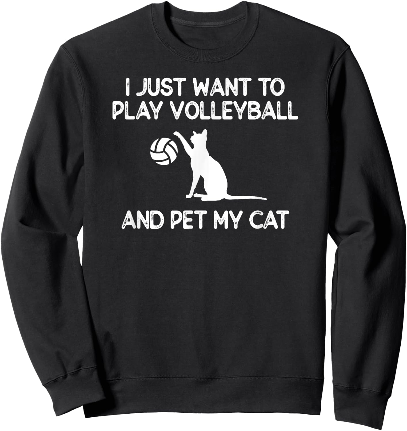 Volleyball Women Cat Lover Gift Volleyball Cat Sweatshirt - Sweatshirt | Black